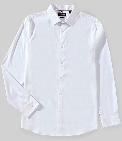 Perry Ellis Big & Tall Slim Fit Stretch End-On-End Long Sleeve Woven Shirt