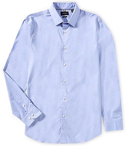 Perry Ellis Big & Tall Slim Fit Stretch End-On-End Long Sleeve Woven Shirt