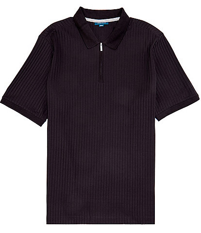 Perry Ellis Big & Tall Stretch Quarter-Zip Short Sleeve Polo Shirt