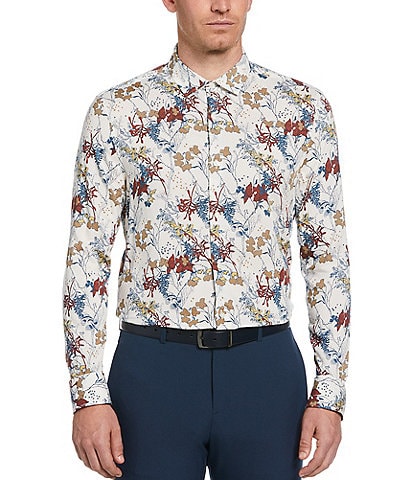 Perry Ellis Botanical Print Long Sleeve Woven Shirt