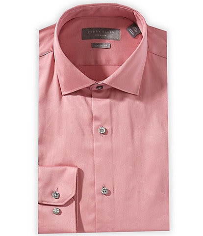 Perry Ellis Classic Fit Spread Collar Premium Luxe Sateen Dress Shirt