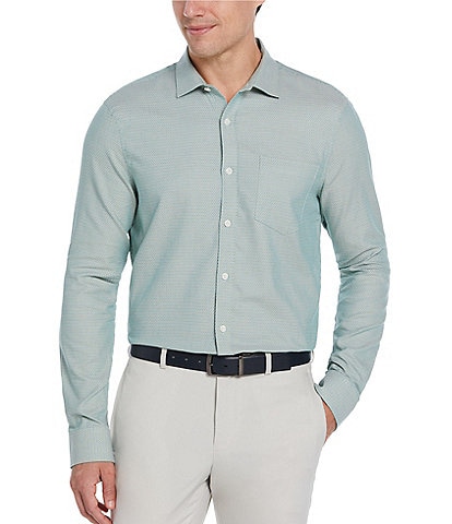 Perry Ellis Cotton Dobby Long Sleeve Woven Shirt