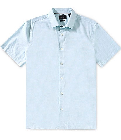 Perry Ellis Cotton Dobby Short Sleeve Woven Shirt