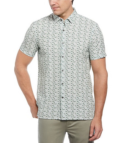 Perry Ellis Geo Block Print Short Sleeve Woven Shirt