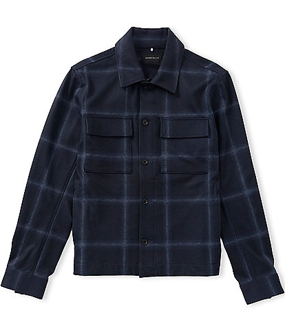 Perry Ellis Ombre Plaid Knit Shirt Jacket