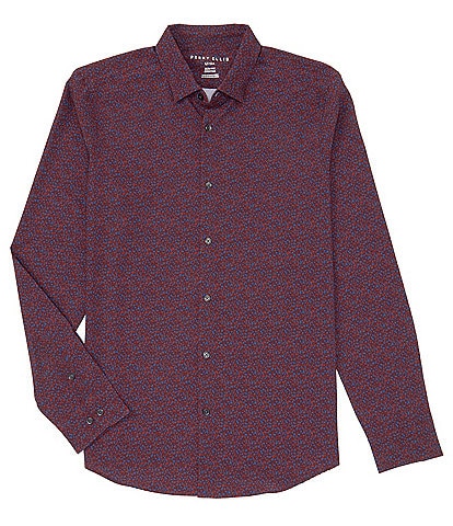 Perry Ellis Slim-Fit Performance Stretch Ditsy Floral Print Long Sleeve Woven Shirt