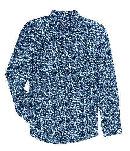 Perry Ellis Slim-Fit Performance Stretch Ditsy Floral Print Long Sleeve Woven Shirt