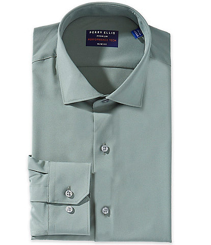 Perry Ellis Performance Stretch Spread Collar Solid Dress Shirt
