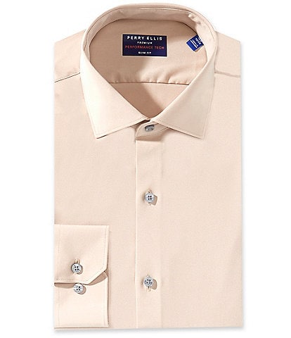 Perry Ellis Performance Stretch Spread Collar Solid Dress Shirt