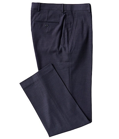 Perry Ellis Premium Tailored Flat Front Birdseye Pin-Dotted Dress Pants