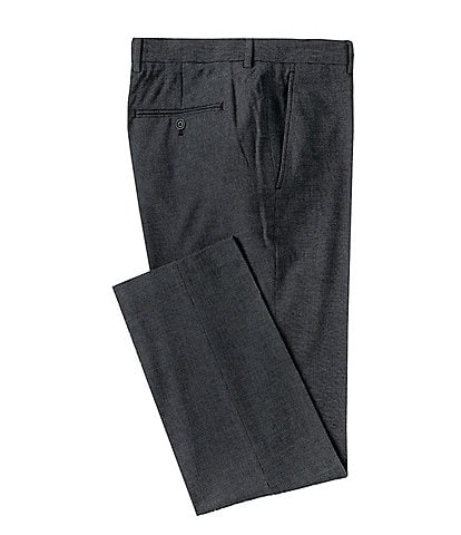 Perry Ellis Premium Tailored Flat Front Birdseye Pin-Dotted Dress Pants
