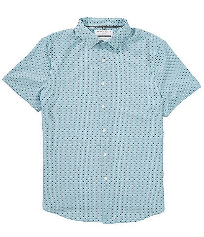 Perry Ellis Slim Fit Geo Stripe Performance Stretch Short Sleeve Woven Shirt