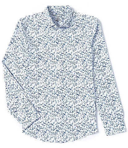 Perry Ellis Slim Fit Performance Stretch Floral Print Long Sleeve Woven Shirt