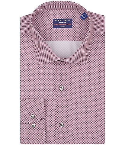 Perry Ellis Slim Fit Performance Stretch Printed Dress Shirt