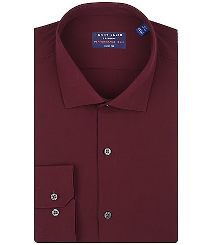 Perry Ellis Slim Fit Performance Stretch Solid Dress Shirt