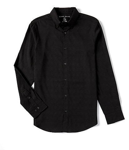 Perry Ellis Slim-Fit Performance Stretch Tonal Glen Plaid Long Sleeve Woven Shirt