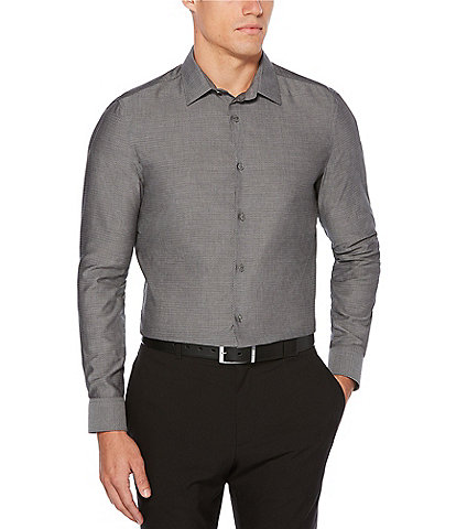 Perry Ellis Slim-Fit Solid Dobby Wrinkle-Resistant Water-Repellent Long-Sleeve Woven Shirt