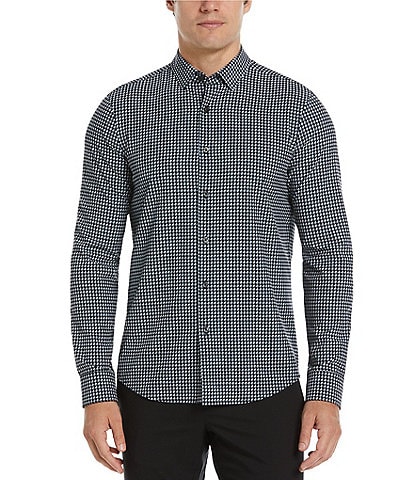 Perry Ellis Slim Fit Stretch Geo Print Long Sleeve Woven Shirt