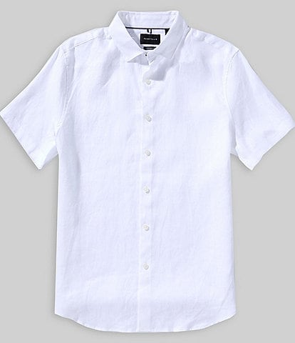 Perry Ellis Solid Linen Short Sleeve Woven Shirt