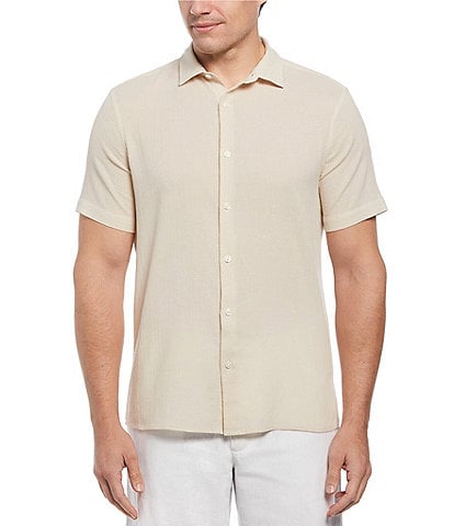 Perry Ellis Solid Seersucker Short Sleeve Woven Shirt