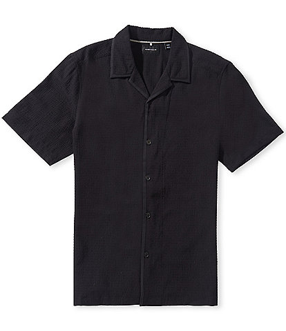 Perry Ellis Solid Short Sleeve Woven Camp Shirt