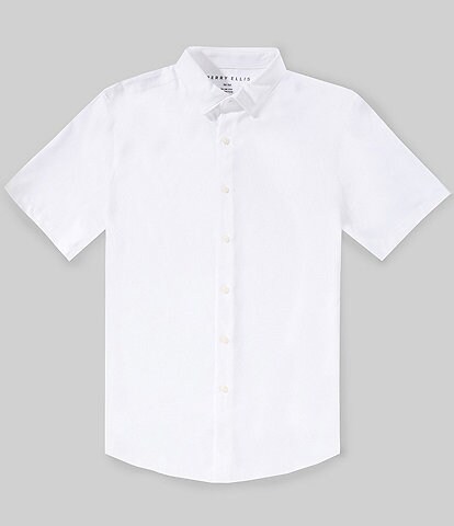 Perry Ellis Solid Twill Short Sleeve Woven Shirt