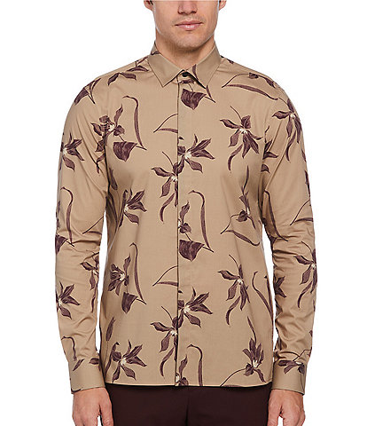 Perry Ellis Stretch Floral Print Long Sleeve Woven Shirt