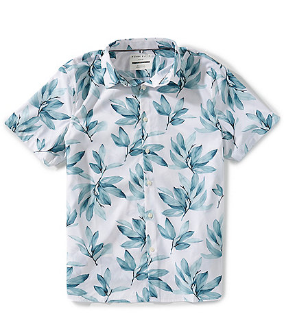 Perry Ellis Tropical Print Short Sleeve Woven Shirt