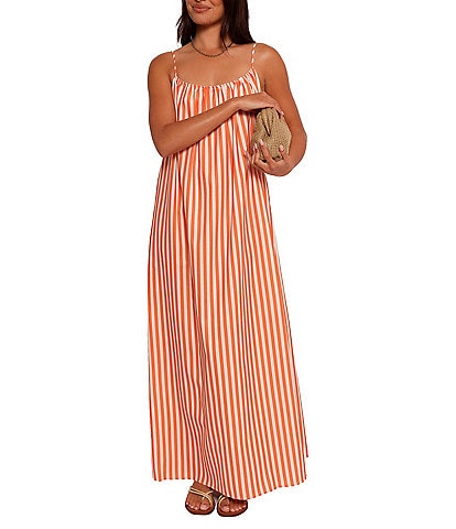 Petal & Pup Lumina Stripe Print Round Neckline Sleeveless Maxi Dress