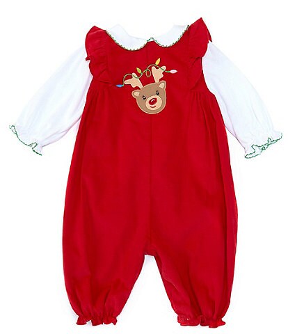 Petit Ami Baby Boys 3-24 Months Reindeer Face Long-Sleeve Corduroy Coverall