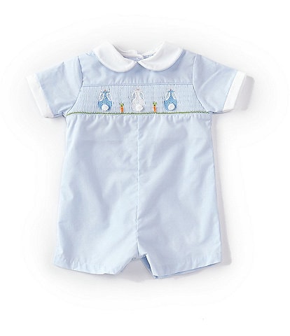 Petit Ami Baby Boys 3-24 Months Short-Sleeve Easter-Egg-Embroidered Shortall