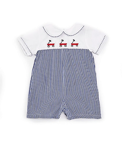 Petit Ami Baby Boys 3-24 Months Short Sleeve Wagon Shortalls