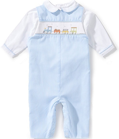 Petit Ami Baby Boys Long Sleeve Smocked Train Longall