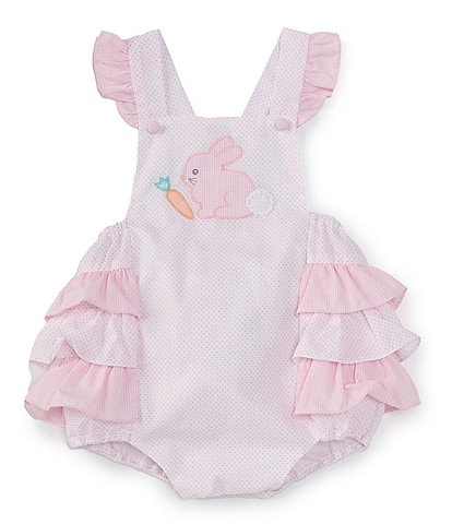 Petit Ami Baby Girls 3-24 Months Sleeveless Bunny-Applique Ruffle Bubble Romper