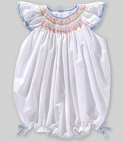 Petit Ami Baby Girls 3-24 Months Flutter-Sleeve Bishop-Smocked Bodysuit