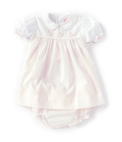 Petit Ami Baby Girls 3-24 Months Puffed-Sleeve Easter-Bunny-Stitched Empire-Waist Dress