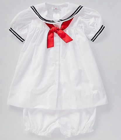 Petit Ami Baby Girls 3-24 Months Puffed Sleeve Nautical Sailor Dress
