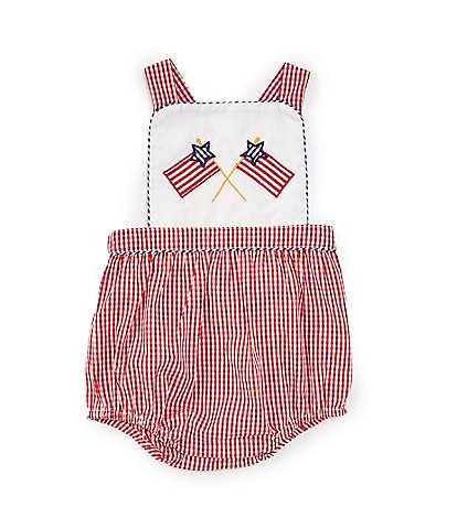 Petit Ami Baby Girls 3-9 Months Sleeveless Americana Flag-Embroidered Solid/Checked Bodysuit