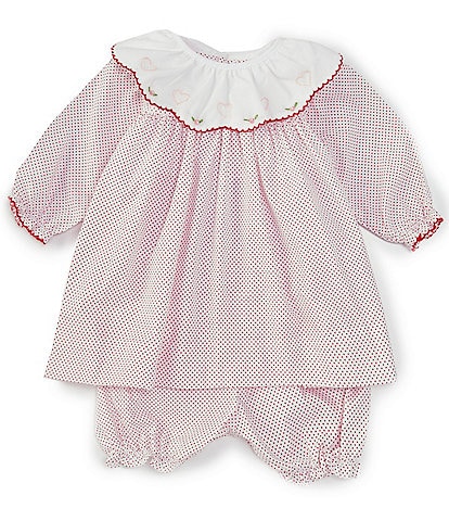 Petit Ami Baby Girls Newborn-24 Months Long Sleeve Dotted A-Line Dress