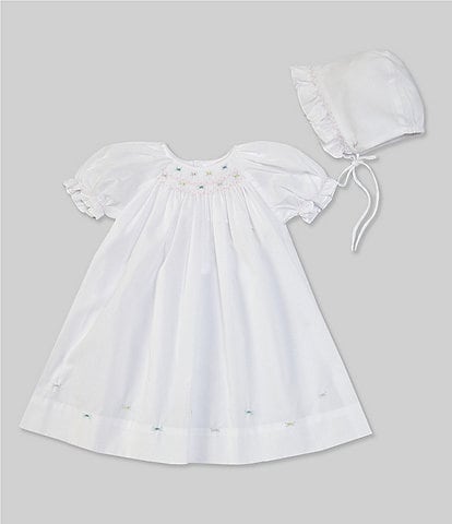 Petit Ami Baby Girls Lace Scalloped Edge Christening Gown White 