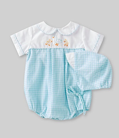 Petit Ami Baby Newborn-6 Months Short Sleeve Duck Embroidered Bodysuit