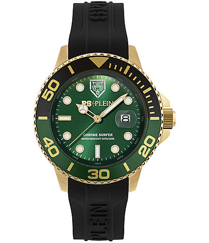 Philipp Plein Men's Chrome Surfer Analog Silicone Strap Watch