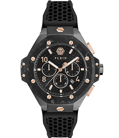Philipp Plein Men's Chrono Royal Black Silicone Strap Watch