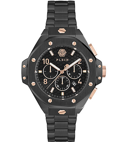 Philipp Plein Men's Chrono Royal Black Tone Stainless Steel Bracelet Watch