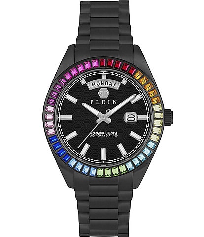 Philipp Plein Men's Date Superlative Analog Black Tone Stainless Steel Bracelet Watch