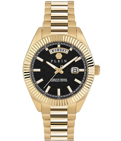 Philipp Plein Men's Date Superlative Analog Gold Tone Stainless Steel Bracelet Watch