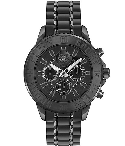 Philipp Plein Men's Glam Chronograph Black Stainless Steel Bracelet Watch