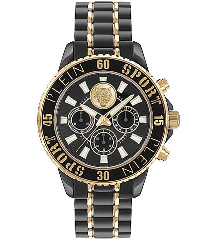 Philipp Plein Men's Glam Chronograph Two Tone Stainless Steel Bracelet Watch