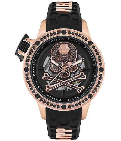 Philipp Plein Men's Rich Automatic Black Silicone Strap Watch