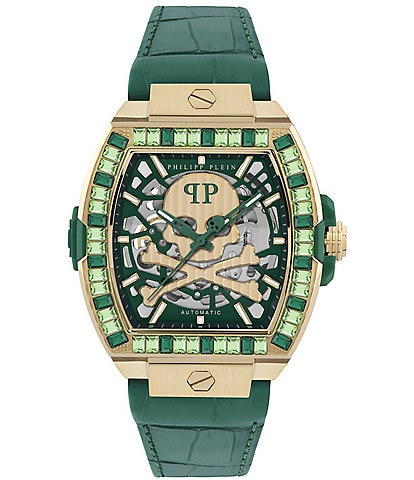 Philipp Plein Men's The Keleton 2.0 Automatic Leather Strap Watch